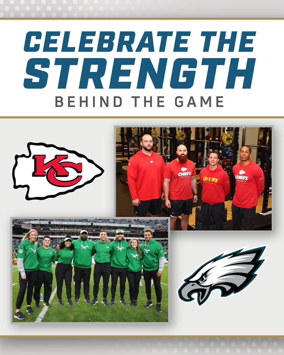 NSCA's tweet photo. 💪 S/o to the #NSCAstrong strength and performance staff behind #SBLIX:
@Chiefs » Ryan Reynolds, CSCS, @GriffonStrength, CSCS, Nick Cassetta, CSCS, Spencer Reid
@Eagles » Fernando Noriega, CPSS, CSCS, Ben Wagner, CSCS, Dustin Woods, CSCS, Edward Grayer, CSCS, @AMLockwood_, CSCS https://t.co/kTy5r0C7aY