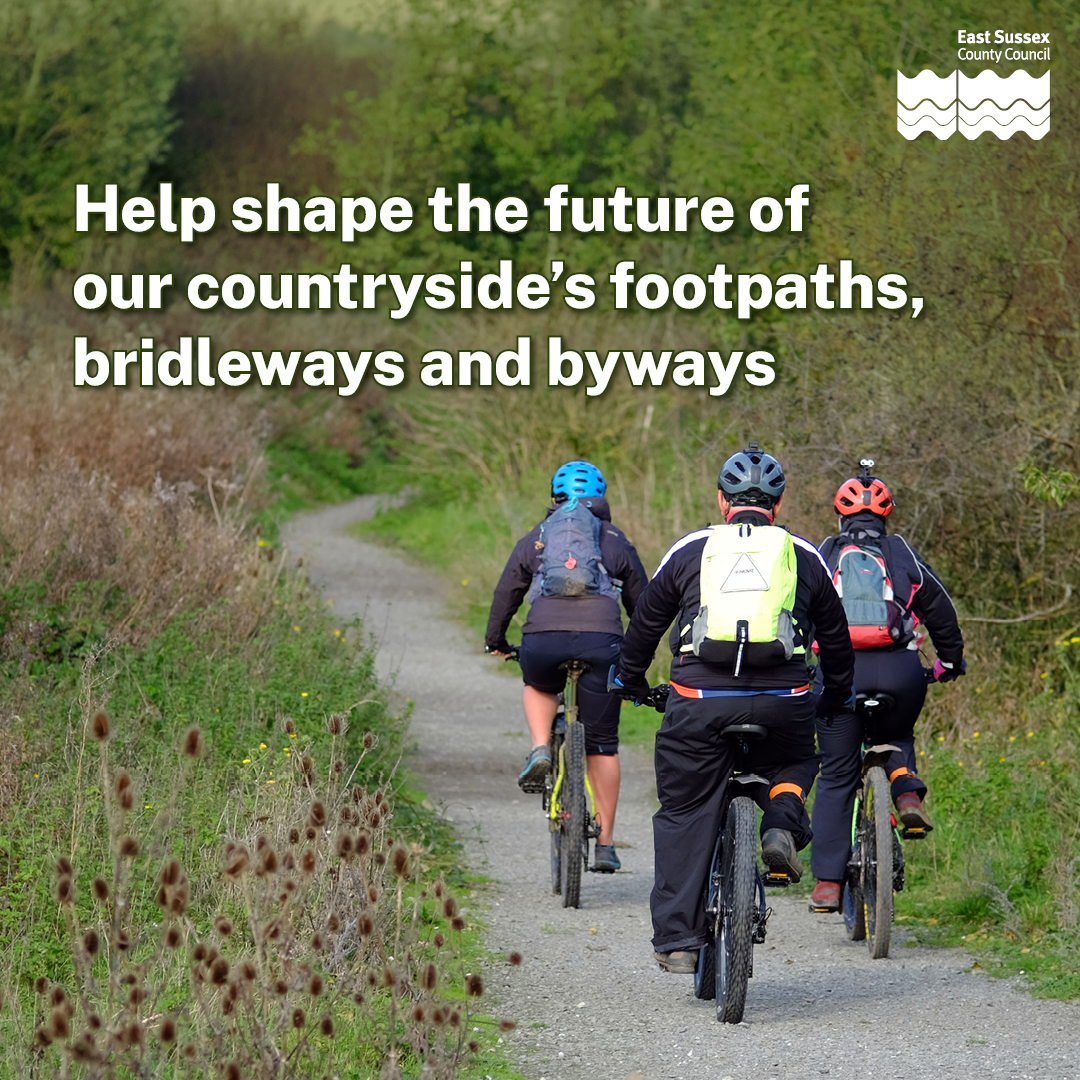 🚶‍♂️Did you know East Sussex has 2,000 miles (3,218 km) of Rights of Way network?

Join the conversation about our county’s network of footpaths, bridleways and byways and help lead the direction our new Rights of Way Action Plan.

💻Have your say here: ow.ly/n7Bb50UVLuv