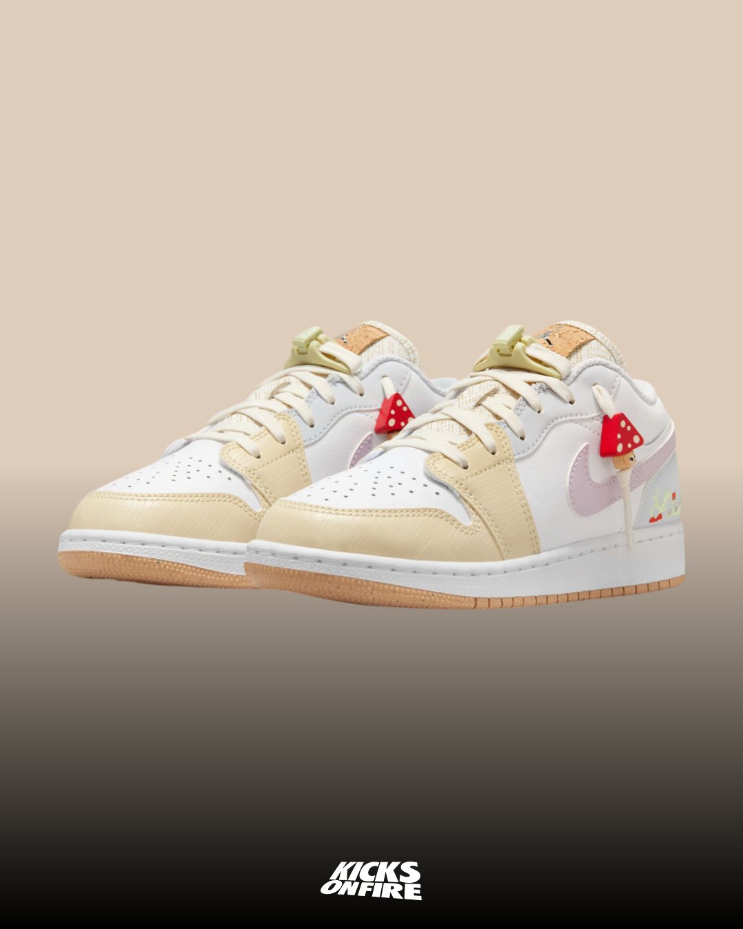 Nike Air Jordan 1 Low Mushroom Beige/White ジョーダン KicksOnFire | Air Jordan 1 Low GS Mushroom 𝗖𝗼𝗹𝗼𝗿𝘄𝗮𝘆