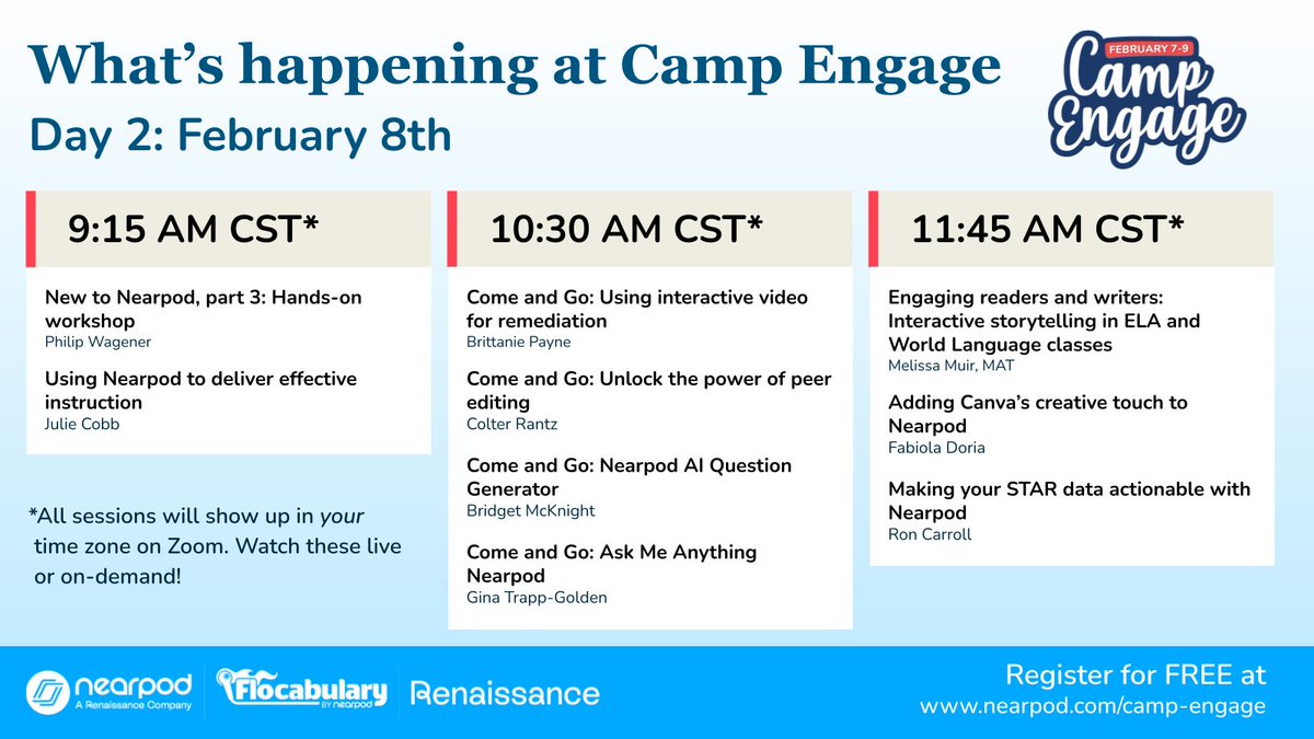 Day 2 of #CampEngage continued! ✨ bit.ly/3iJ9iyD 

Grab a post-breakfast or pre-lunch snack for our midday morning sessions... 🍿