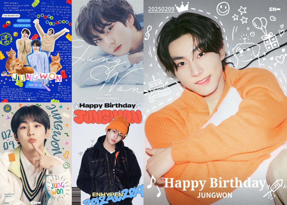 jungwon’s birthday poster from 2021-2025 🥳🎂