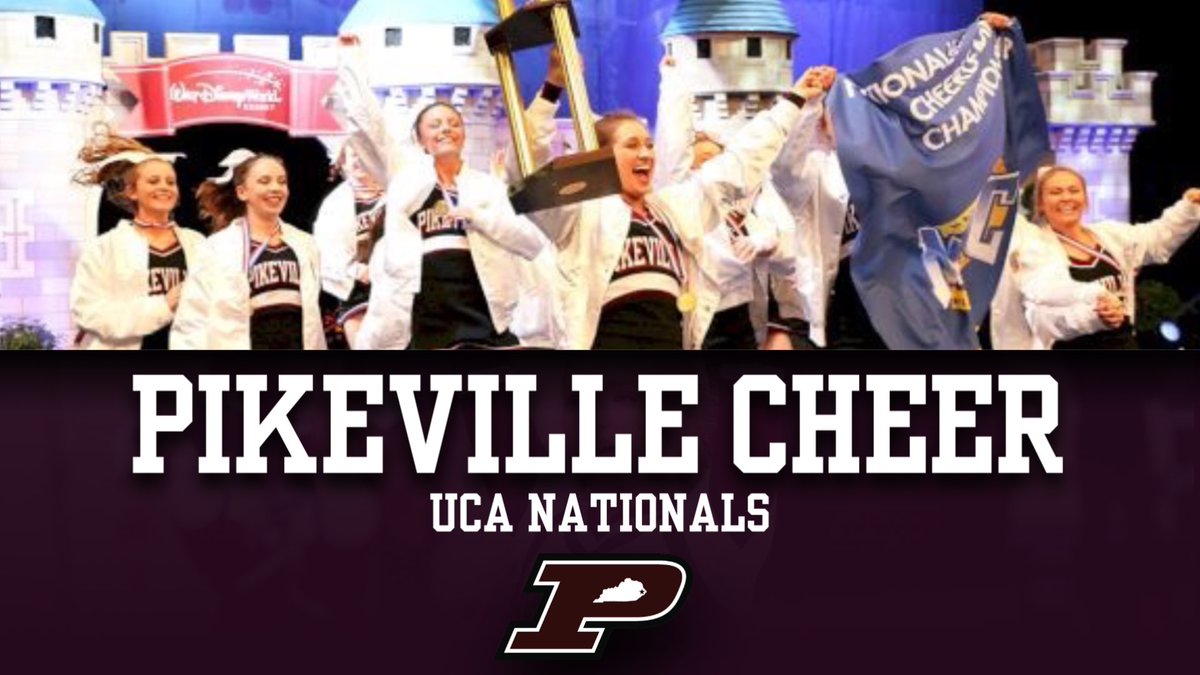 Wishing the Pikeville High Varsity Cheerleaders Good Luck today as they begin their effort for an eighth National Championship in the UCA Small Varsity D-II Prelims! 

#HailPikeville 🐾 📣 🏰