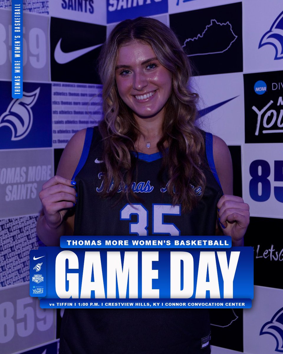 Thomas More Saints (@tmusaints) on Twitter photo GAME DAY.
π: Women's Basketball Hosts Tiffin
β°: 1:00 P.M.
π: Crestview Hills, KY
ποΈ: Connor Convocation Center
πΊ: sl8.in/K8Qj5Q8Y
π: sl8.in/icPrDfaj
<a href="/TMWBasketball/">Thomas More Women's Basketball</a>
#LetsGoSaints GAME DAY.
π: Women's Basketball Hosts Tiffin
β°: 1:00 P.M.
π: Crestview Hills, KY
ποΈ: Connor Convocation Center
πΊ: sl8.in/K8Qj5Q8Y
π: sl8.in/icPrDfaj
<a href="/TMWBasketball/">Thomas More Women's Basketball</a>
#LetsGoSaints
