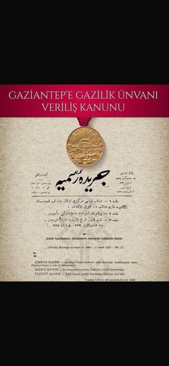MSaitKirazoglu's tweet photo. 8 Şubat 1921 Gaziantep’imizin şeref günüdür. Kurtuluş mücadelesinin sürdüğü günlerde TBMM ceddimizin bu şanlı direnişine Gazilik Beratı vererek tescil etmiştir. Bu vesileyle Ayıntab’ı Gaziantep yapan tüm şehit ve gazilerimizi rahmet, minnet ve şükranla anıyorum. https://t.co/P7ihcyHBoV