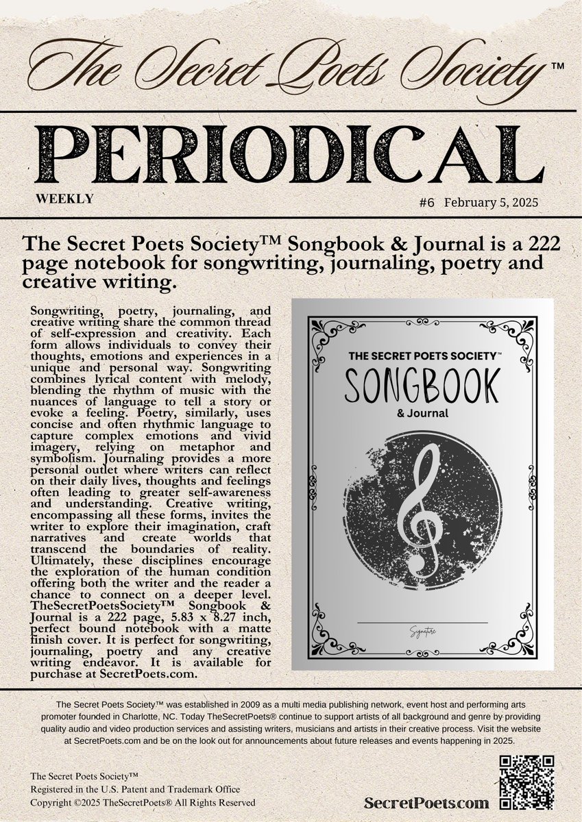 TheSecretPoets's tweet photo. The Secret Poets Society™ Periodical #6 February 5, 2025 #TheSecretPoetsSociety #thesecretpoets #periodical #newsletter #weekly #poets #poet #poetry #art #secretpoets #secretpoet #secretpoetsociety #SecretPoetsSociety #donate https://t.co/8EdKconxXv https://t.co/5VAq0w69Xq