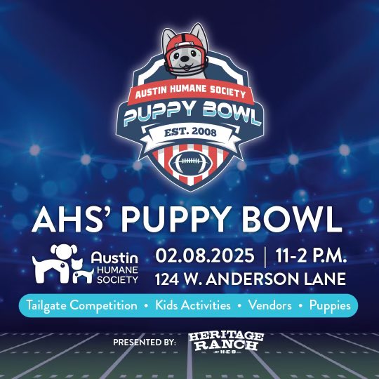 Are you ready for some football? Join <a href="/austinhumane/">AustinHumaneSociety</a> for their puppy bowl. bit.ly/AHSpb18tix @texasonefund