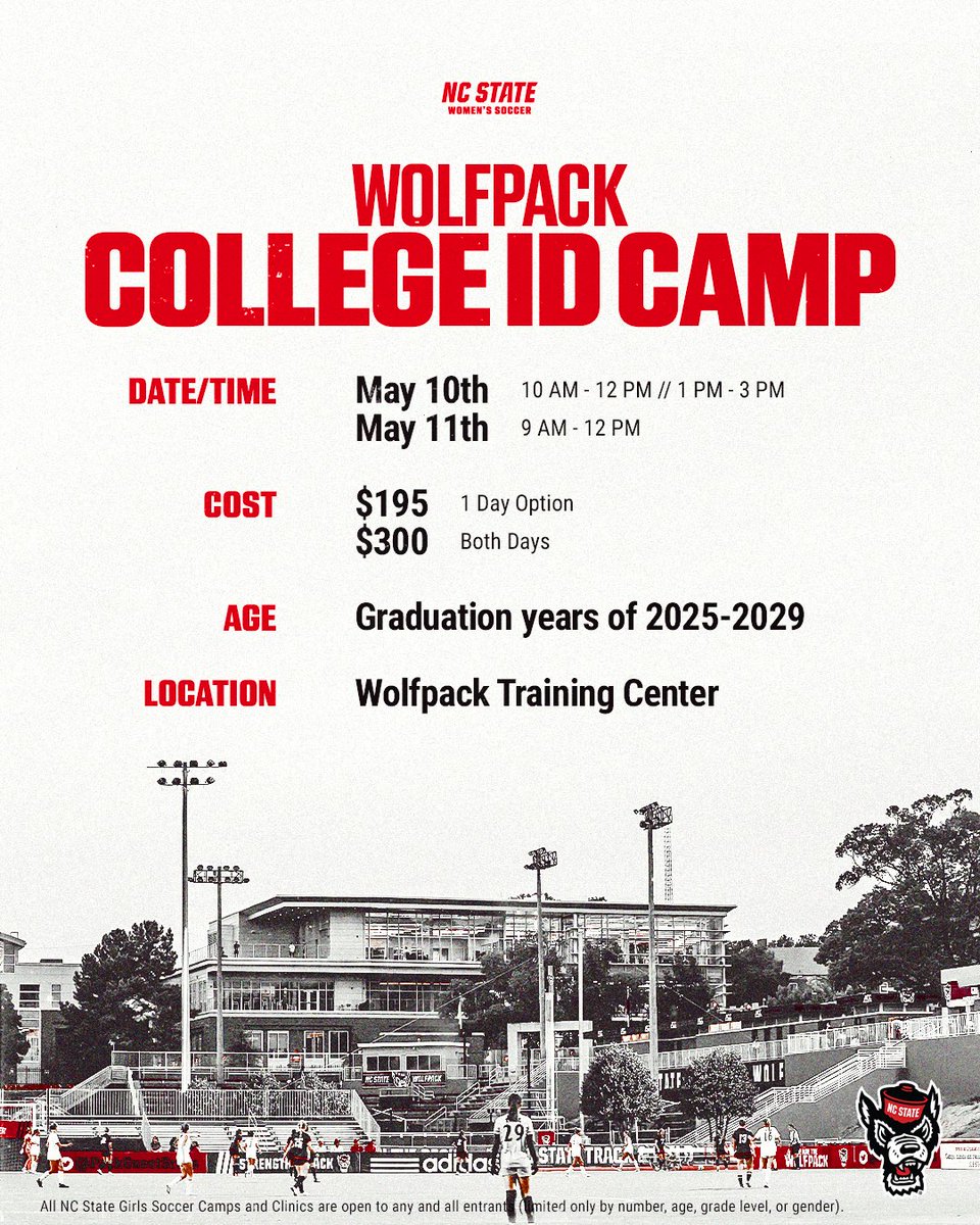🚨ID Camp🚨

May 10th-May 11th

🔗:  garyhigginssocceracademy.com

#PackWSOC | #GoPack