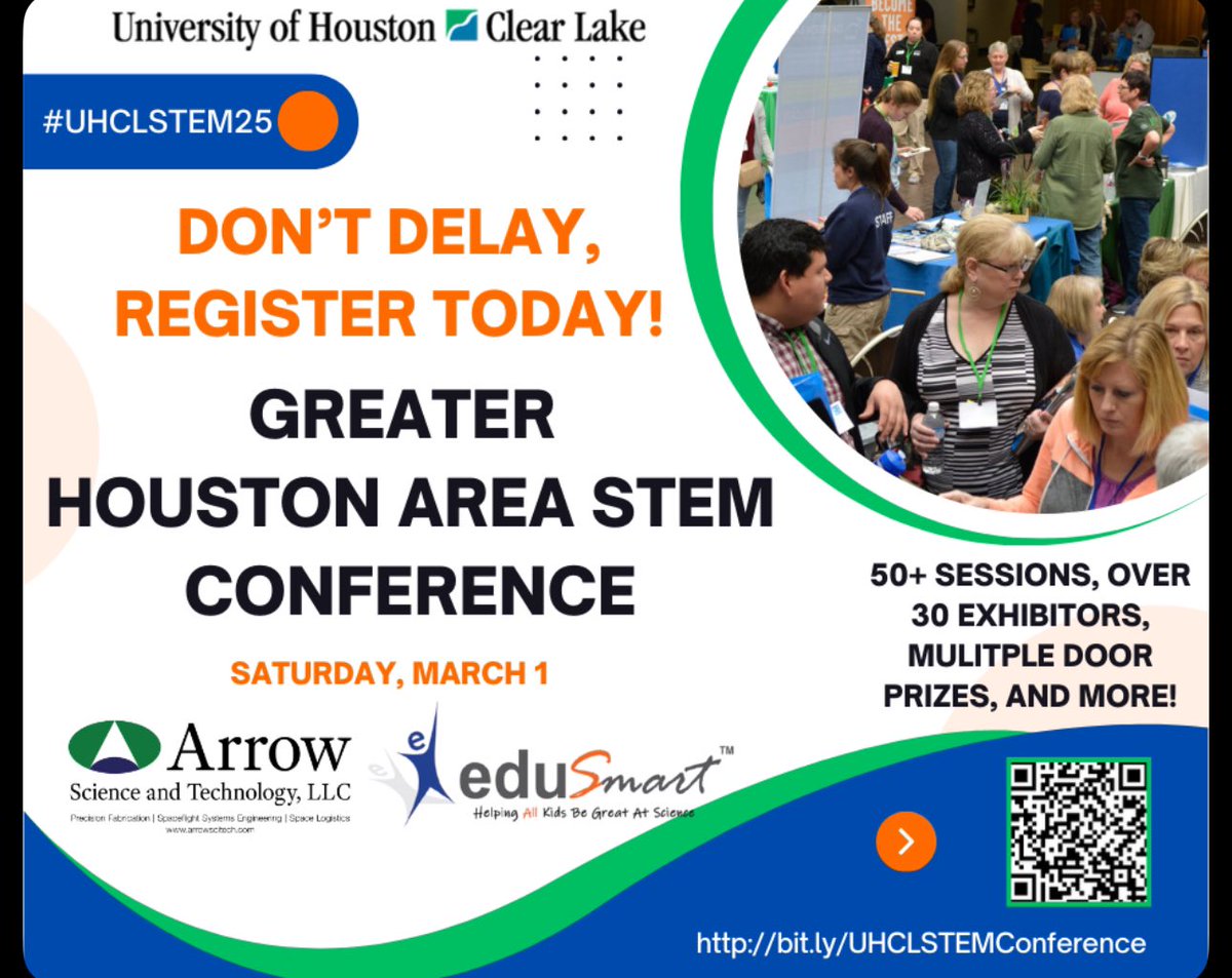 Carol Waters, Ed.D. (@drh2os_stem) on Twitter photo The Greater Houston Area STEM Conference is just a few weeks away! Come see our many STEM experts in the Exhibit Hall! #UHCLSTEM25
Don’t delay, Register today! uhcl.edu/education/cent…
<a href="/Region4Science/">Region 4 Science</a>
<a href="/Region4ESC/">Region 4 ESC</a>
<a href="/TXScienceSTAT/">Science Teachers Association of Texas (STAT)</a>
<a href="/TexasSciLeader/">TSELA</a> The Greater Houston Area STEM Conference is just a few weeks away! Come see our many STEM experts in the Exhibit Hall! #UHCLSTEM25
Don’t delay, Register today! uhcl.edu/education/cent…
<a href="/Region4Science/">Region 4 Science</a>
<a href="/Region4ESC/">Region 4 ESC</a>
<a href="/TXScienceSTAT/">Science Teachers Association of Texas (STAT)</a>
<a href="/TexasSciLeader/">TSELA</a>
