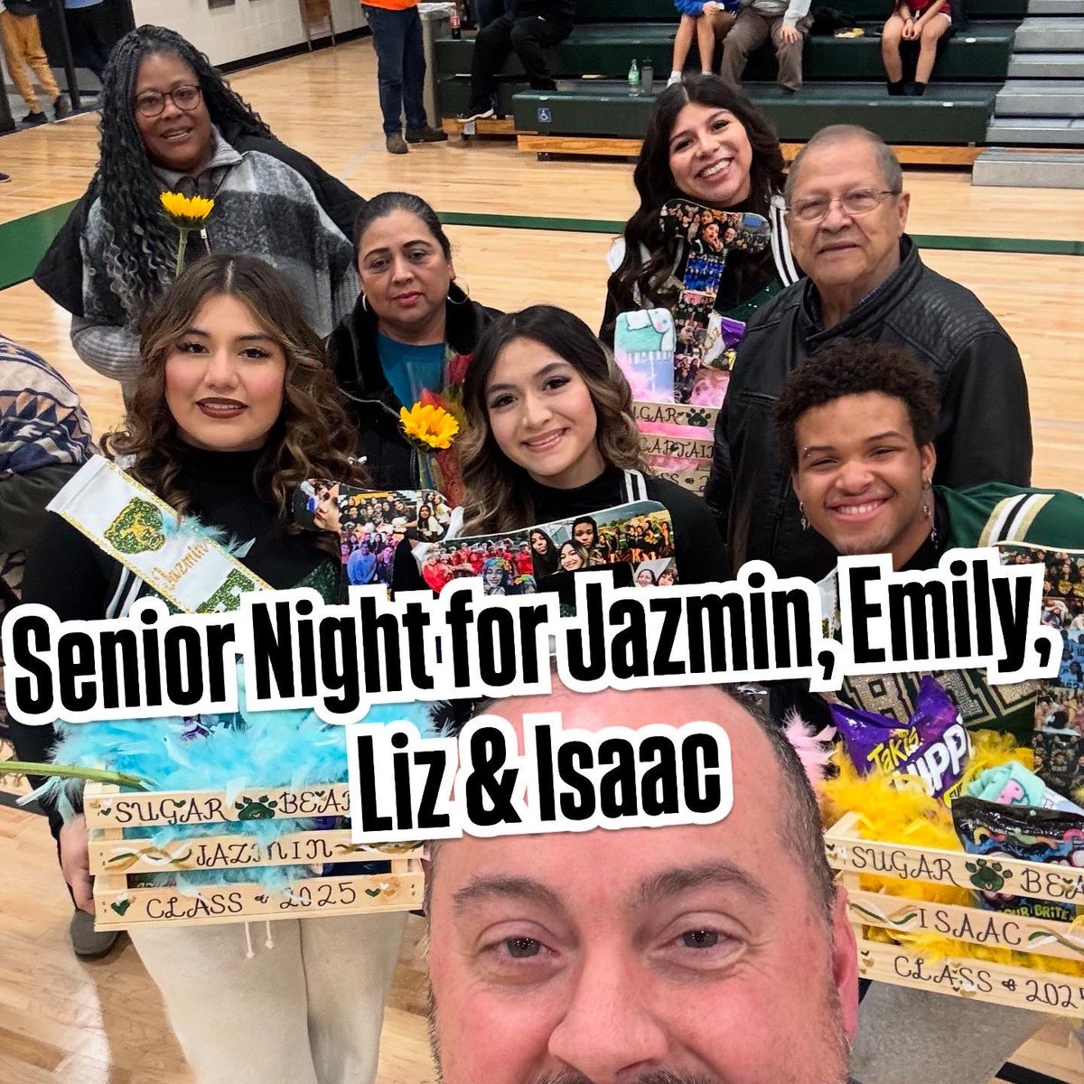 Day 97 of #180daysofjoy (24-25) is for Deon, Kaleb, Jazmin, Emily, Liz, and Isaac and their senior nights for basketball and Sugar Bears. So proud of these six seniors. #manybearsonebryan