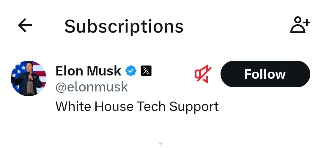 This is his burner account, and the only subscription is Elon Musk.