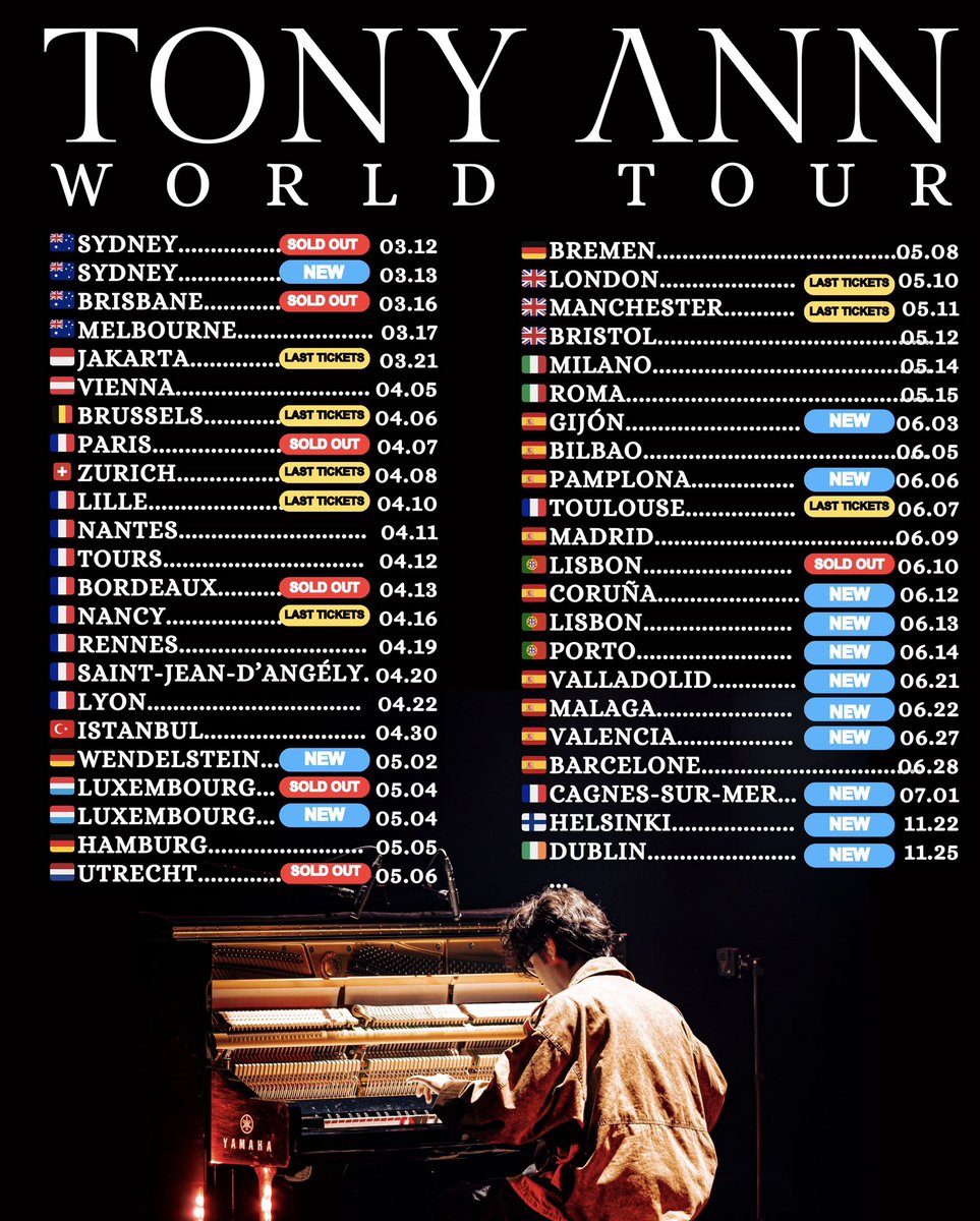 tony ann (@tonyann_) on Twitter photo ๐จ๐จ๐จ *NEW DATES* tix.to/tonyanntour - ๐ฆ๐บ๐ฉ๐ช๐ฑ๐บ๐ต๐น๐ช๐ธ๐ซ๐ท๐ซ๐ฎ๐ฎ๐ช!!! Itโll be my first time coming to Australia, Ireland, and Luxembourg.. also half of these cities are completely new to me!!! I canโt wait to explore these amazing places and perform for you all!!! ๐๐ ๐จ๐จ๐จ *NEW DATES* tix.to/tonyanntour - ๐ฆ๐บ๐ฉ๐ช๐ฑ๐บ๐ต๐น๐ช๐ธ๐ซ๐ท๐ซ๐ฎ๐ฎ๐ช!!! Itโll be my first time coming to Australia, Ireland, and Luxembourg.. also half of these cities are completely new to me!!! I canโt wait to explore these amazing places and perform for you all!!! ๐๐