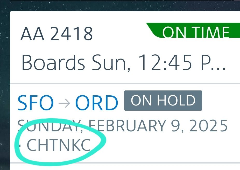 Look at my Record Locator for my Super Bowl Sunday flight.... "CHEATIN' KC"😅😝