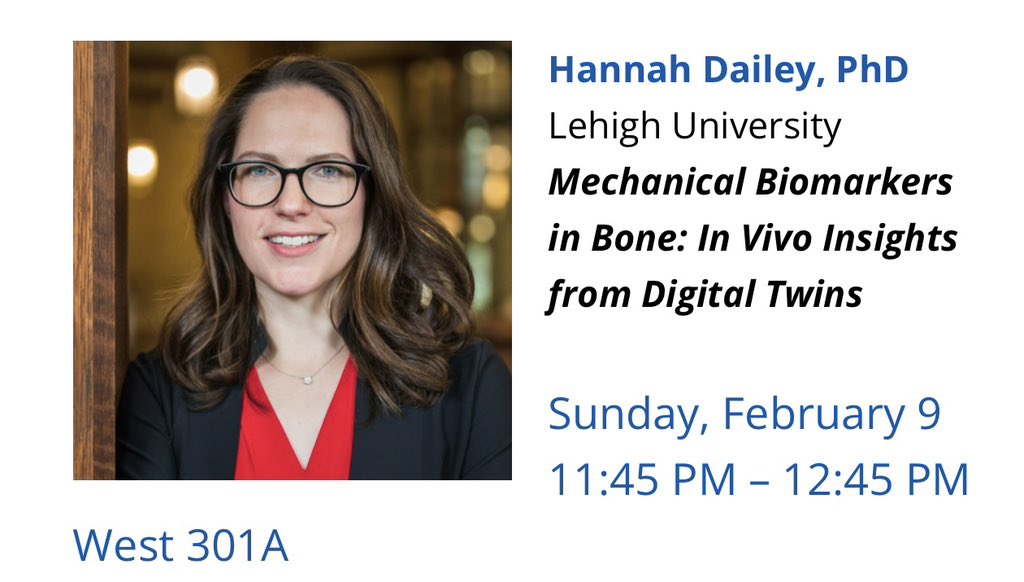 Rabeeh Majidi, Ph.D. (@rabeeh_m) on Twitter photo Remember to mark your #ORS2025 planners for Sunday, Feb 9th to hear from Dr. Hannah Dailey <a href="/DaileyOrthoLab/">Hannah Dailey</a>, who will give an exciting #ORSSpotlight talk on Mechanical Biomarkers in Bone: In Vivo Insights from Digital Twins.
#ORSSMC <a href="/ORSsociety/">Orthopaedic Research Society</a> Remember to mark your #ORS2025 planners for Sunday, Feb 9th to hear from Dr. Hannah Dailey <a href="/DaileyOrthoLab/">Hannah Dailey</a>, who will give an exciting #ORSSpotlight talk on Mechanical Biomarkers in Bone: In Vivo Insights from Digital Twins.
#ORSSMC <a href="/ORSsociety/">Orthopaedic Research Society</a>