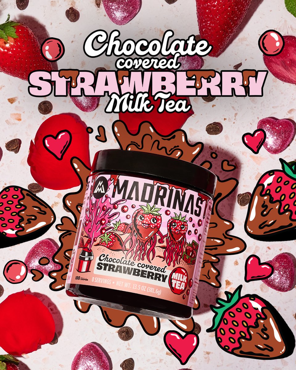 💕CHOCOLATE COVERED STRAWBERRY GIVEAWAY💕
We want to spread the love with our BRAND NEW seasonal flavor!
3 FOLLOWERS will WIN a Chocolate Covered Strawberry Milk Tea starter kit, complete with shaker &amp; boba pearls 🧋

HOW TO ENTER:
❤️ Like this post &amp; FOLLOW <a href="/MADRINAS/">MADRINAS</a>
🫶 Tag