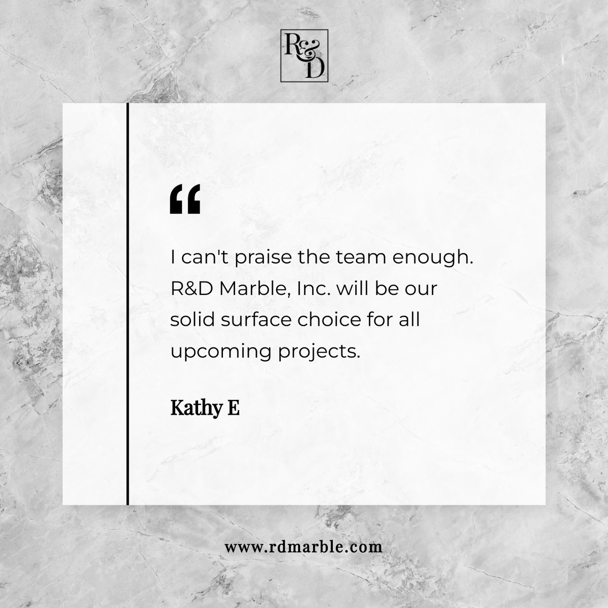RDMarbleTX's tweet photo. Thank you, Kathy, for your glowing review! 🙌 We're honored to be your go-to choice for solid surface projects. 🎉 

#RDMarble #SolidSurface #Countertops https://t.co/fQFX3pUPOr