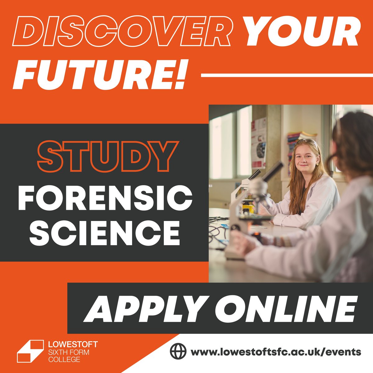 LowestoftSixthFormCollege (@l6fc) on Twitter photo Study Forensic Science!
Explore the world of forensic science, from crime scene investigation to criminal psychology and UK law. Gain hands-on experience and build skills for a career in forensic investigation.
Apply online today: buff.ly/3Edmxq3 Study Forensic Science!
Explore the world of forensic science, from crime scene investigation to criminal psychology and UK law. Gain hands-on experience and build skills for a career in forensic investigation.
Apply online today: buff.ly/3Edmxq3
