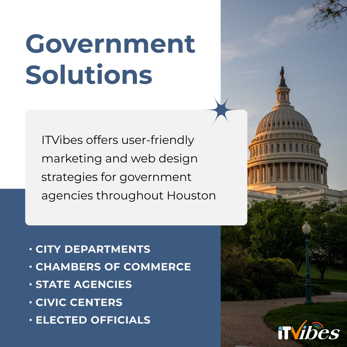 itvibes's tweet image. We specialize in digital solutions that serve the public interest. Partner with us to bring government services closer to the people through a seamless online experience. 🏛️📲

#ITVibes #Government #CivicEngagement #GovernmentMarketing #CivicCenter #Community #ChamberWebDesig...