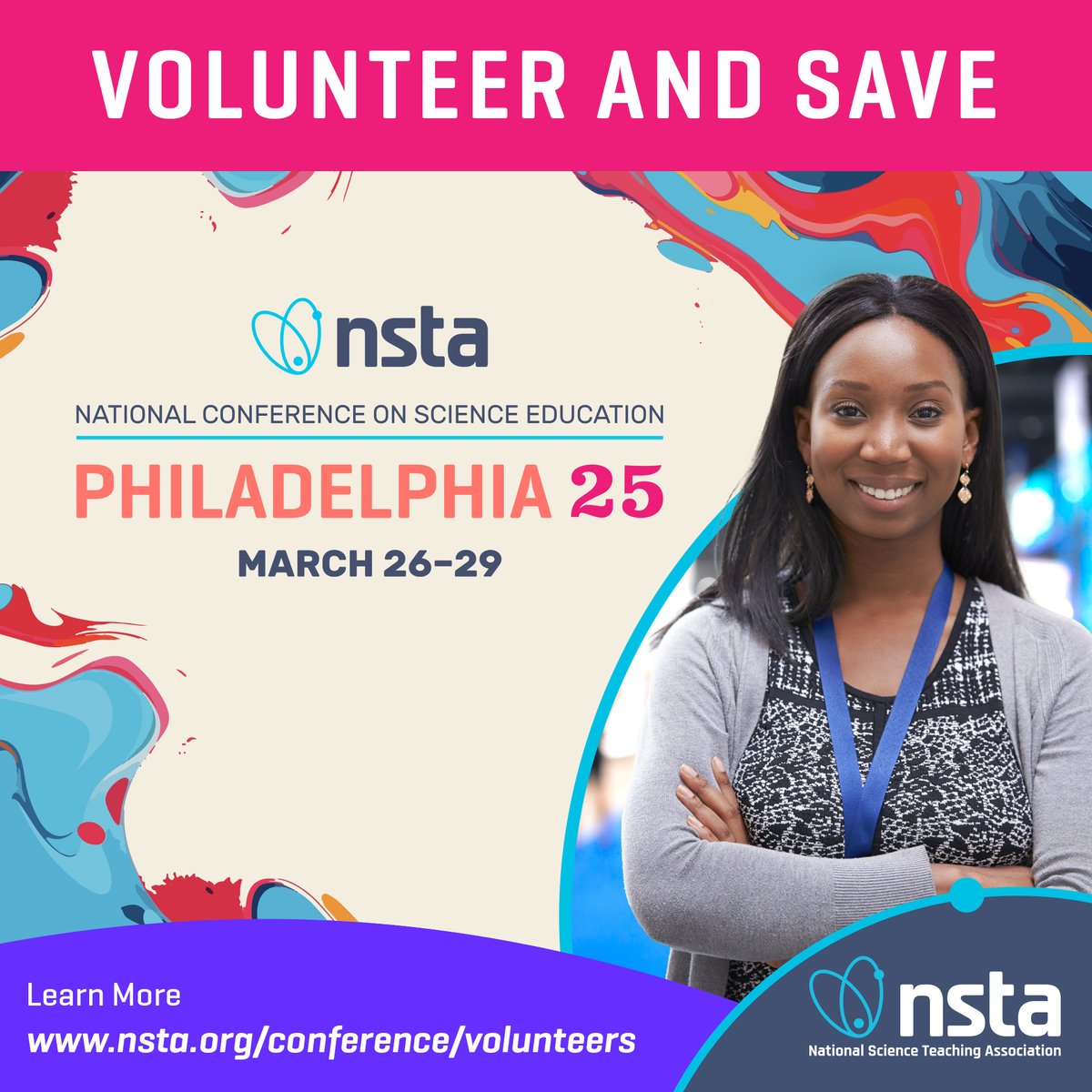 Join our #volunteer team at #NSTASpring25 and enjoy up to 100% off conference registration! Leave with new #teaching strategies, connections with #educators from around the nation, and a renewed passion for #STEMeducation. Learn more: bit.ly/4aJSJNT #Philly25 #Science
