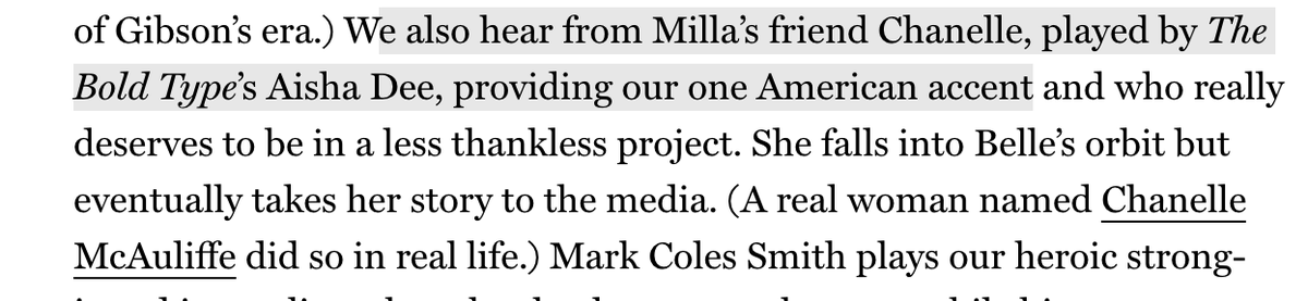 MouldyMedia's tweet photo. According to @vulture, Aisha Dee provides the 'one American accent' in Netflix's 'Apple Cider Vinegar'. Which is weird, because no she doesn't? She used her Aussie accent. Also, a character with an American accent is introduced in the first 5 mins. Weird. #AppleCiderVinegar https://t.co/kv1Yc1ZoXR
