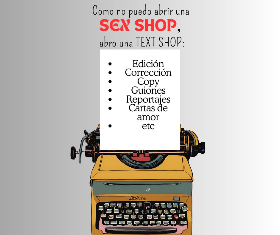 gabovazquezg's tweet photo. Uno debe conocer sus #limitaciones...
Si necesitas cualquier tipo de texto:
#corrección, #edición, #maquetación, #guion, #copy, #reportaje #notainformativa #boletín o carta de desamor...
¡Mándame un mensaje y lo #escribo para ti o para tu empresa!
#textshop https://t.co/d1aoT7xhsm