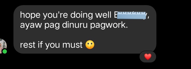 bb_cpa2023's tweet photo. If you're seeing this, this is your sign to take a rest. 🍃

--
An ex-coworker sent me this and I'm 🥹

Ate really knows when to give "hugs". Cheers to slaying another audit szn! https://t.co/AbktaVGSu4