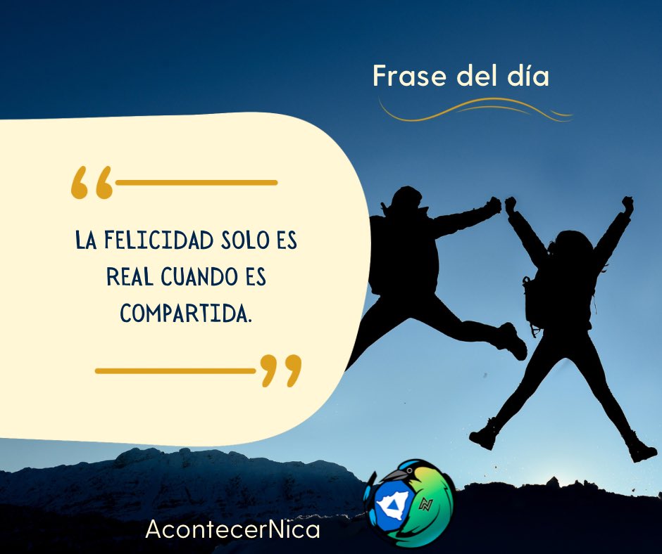 “La felicidad 😊 se multiplica cuando la compartimos 🤝. Al conectar con otros 💞, nuestras alegrías 🎉 se hacen más grandes 🌟 y nuestras cargas 🧳 más ligeras 🌈. Celebrar juntos 🎊 nos brinda una vida más plena y satisfactoria 🌺 #Nicaragua