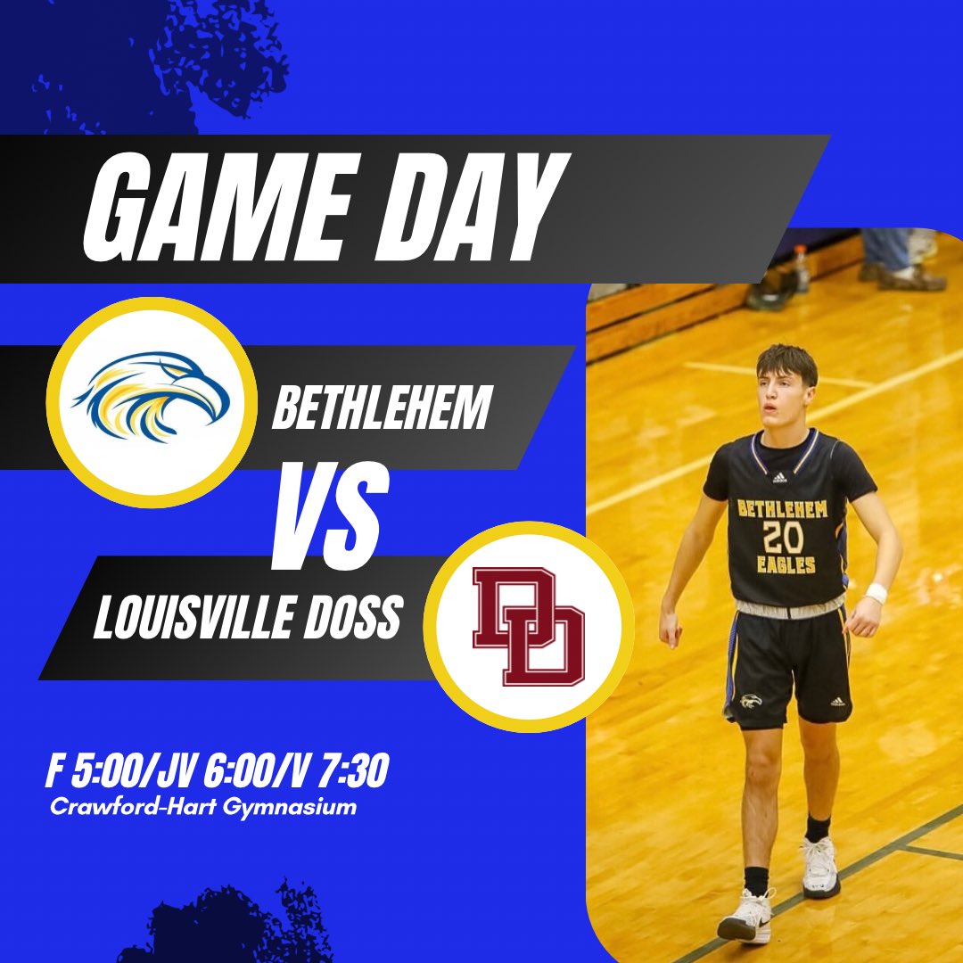 The Eagles return home tonight to face Doss! Freshmen will start us off at 5 with JV following at 6 and varsity at 7:30 inside Crawford-Hart Gymnasium. We will also be honoring the 1979 region runner-up team at halftime of the varsity game!

Photo credit: Thomas Newton Visuals