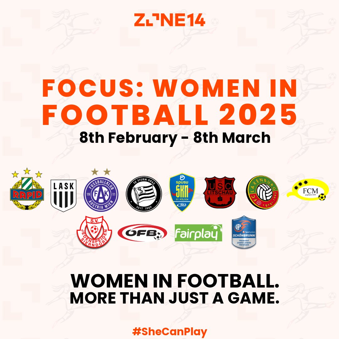zone14_ai's tweet photo. Focus: Women in football enters the 2nd round ✨

From 8 February to 8 March, we are once again putting the spotlight on women in football, celebrating their successes and telling their stories. 

#SheCanPlay #WomensFootball #HerGameToo https://t.co/mSZqVqqVZM