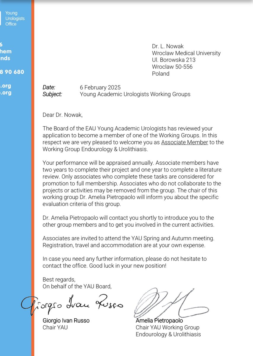 Łukasz Nowak (@lukasz_t_nowak) on Twitter photo Honored to become an Associate Member of the YAU Endourology & Urolithiasis Group! Looking forward to exciting new scientific collaborations and advancing research in the field.
I am deeply grateful for the invaluable scientific mentorship of <a href="/wojciechpiotrk1/">wojciech_piotr_krajewski</a> Honored to become an Associate Member of the YAU Endourology & Urolithiasis Group! Looking forward to exciting new scientific collaborations and advancing research in the field.
I am deeply grateful for the invaluable scientific mentorship of <a href="/wojciechpiotrk1/">wojciech_piotr_krajewski</a>