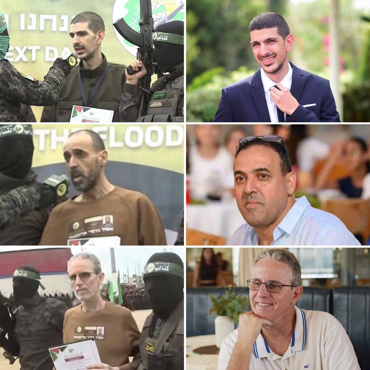 Israeli hostages Or Levy, Eli Sharabi, and Ohad Ben Ami, return home visibly starved and almost unable to stand in disturbing footage today. All three have been taken to the hospital for treatment and reunited with remaining family. Or’s wife was murdered at the Nova festival but