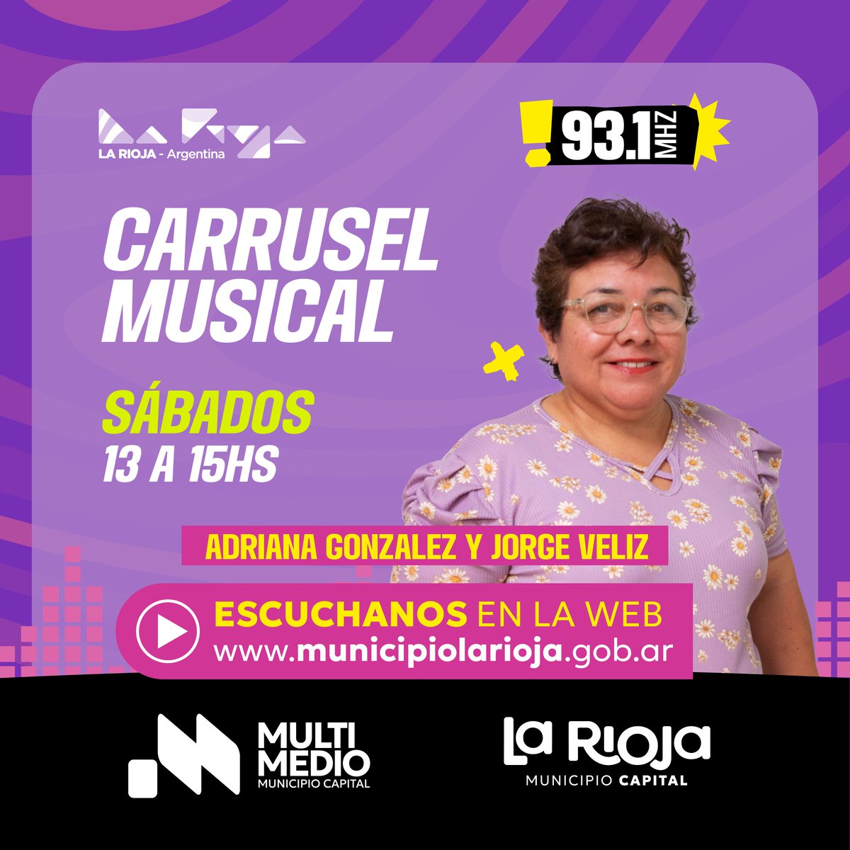 RadioMuni931's tweet photo. Clasico que gana..... 

La siesta del sabado es con ellos

📢 Llega CARRUSEL MUSICAL 

#Radio #Multimedio #LaRioja https://t.co/ctOAzN5rzD