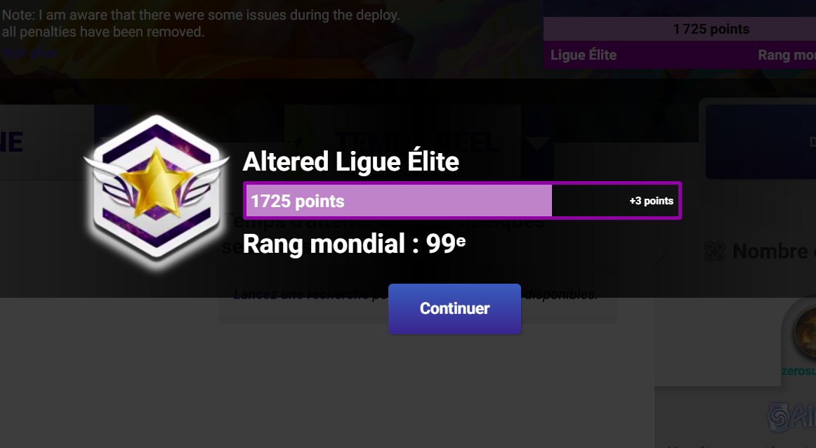 zerosuitsamuss's tweet photo. Reached top 100 of @BoardGameArena playing @Altered_TCG with Sierra cycle. The deck is a lot of fun and very rewarding.

I went for a final rush of 9-0 since I added The Nilam, playing only 2 hives and it felt great.

Deck link :
https://t.co/QujHUlOp1W https://t.co/LUNEw1ZexL