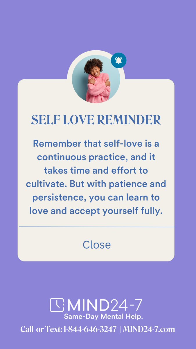 Remember, self-love is a continuous practice that takes time and effort to cultivate. But with patience and persistence, you can learn to love and accept yourself fully.#MindfulLiving #SelfLove #YouMatter #MIND247 #Arizona #Phoenix