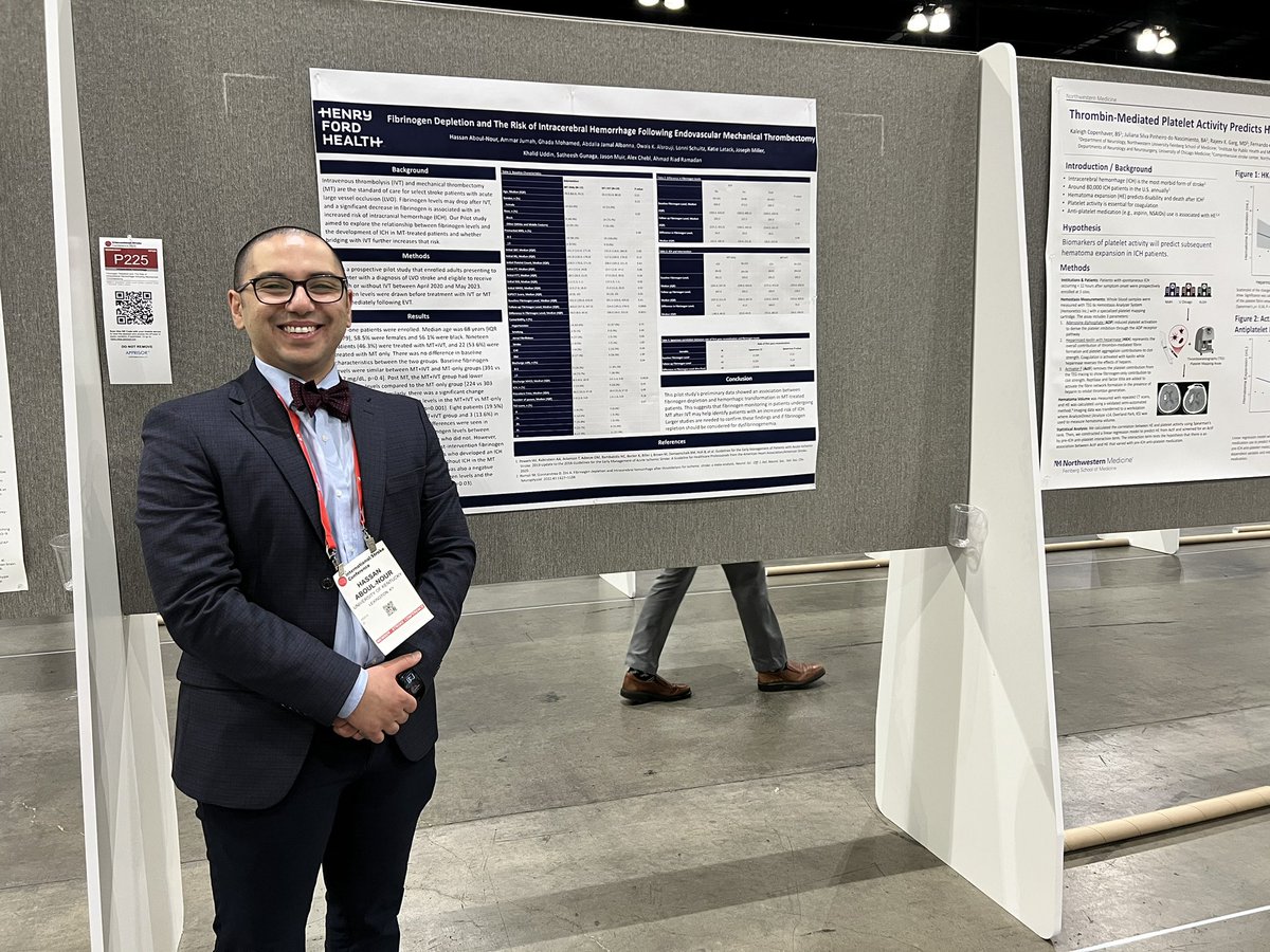 aboulnourh's tweet image. #ISC25 was special! I got to present data from all 3 places I trained at. Dysfibroginemia after MT and IVT w/ @HenryFordNeuro. Antithrombotics regimens in ESUS on behalf of CASPR  investigators w/ @EmoryStroke and  proteomic markers in large core stroke w/ @UKYneuroscience