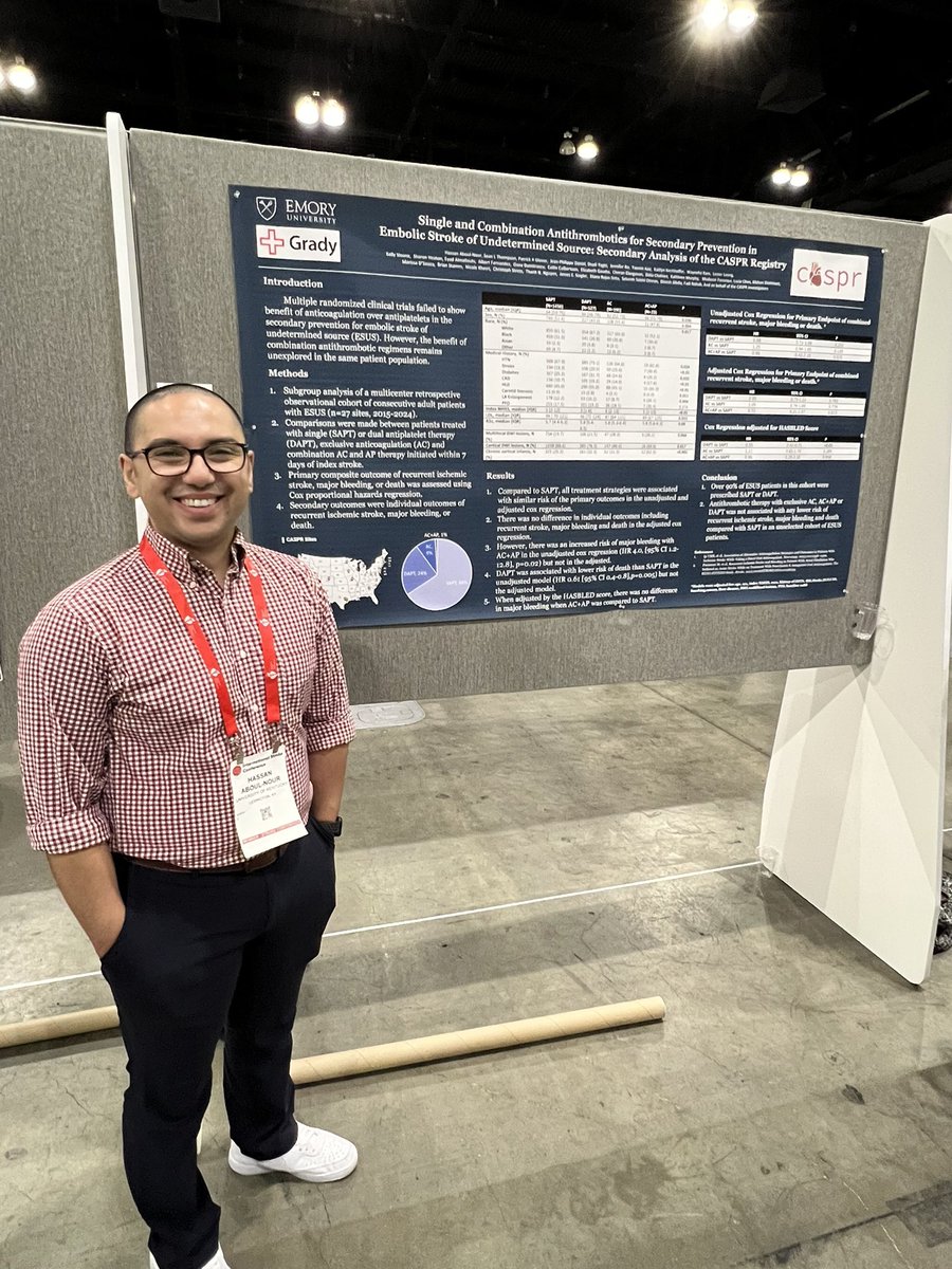 aboulnourh's tweet image. #ISC25 was special! I got to present data from all 3 places I trained at. Dysfibroginemia after MT and IVT w/ @HenryFordNeuro. Antithrombotics regimens in ESUS on behalf of CASPR  investigators w/ @EmoryStroke and  proteomic markers in large core stroke w/ @UKYneuroscience