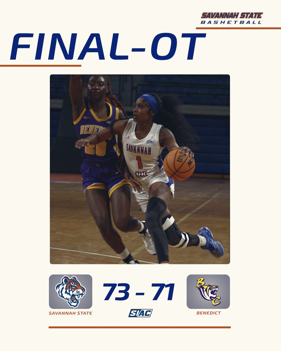 Savannah State University Athletics (@savstatetigers) on Twitter photo LADY TIGERS WIN! Trailing by as many as 16 points, <a href="/SSUWBB/">Shawnee State WBB</a> fights back to earn a two point home win over <a href="/benedict_tigers/">BC Tigers Athletics</a> here inside Tiger Arena! Lady Tigers led by Alayah Birch with 24 points tonight! SSU returns home on Monday vs. <a href="/auyellowjackets/">Allen University Athletics</a>. #HailSSU! #ClawDown! π
π΅π LADY TIGERS WIN! Trailing by as many as 16 points, <a href="/SSUWBB/">Shawnee State WBB</a> fights back to earn a two point home win over <a href="/benedict_tigers/">BC Tigers Athletics</a> here inside Tiger Arena! Lady Tigers led by Alayah Birch with 24 points tonight! SSU returns home on Monday vs. <a href="/auyellowjackets/">Allen University Athletics</a>. #HailSSU! #ClawDown! π
π΅π