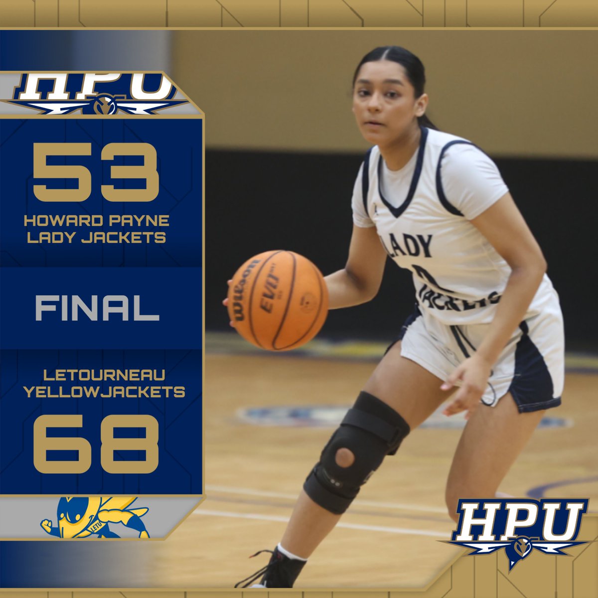 WBB FINAL
HPU-53
LETU-68
Kiana Henning finished with 13 points and four assists. Madison Clay added 12 points and Azaylee Santos pulled down nine rebounds.
