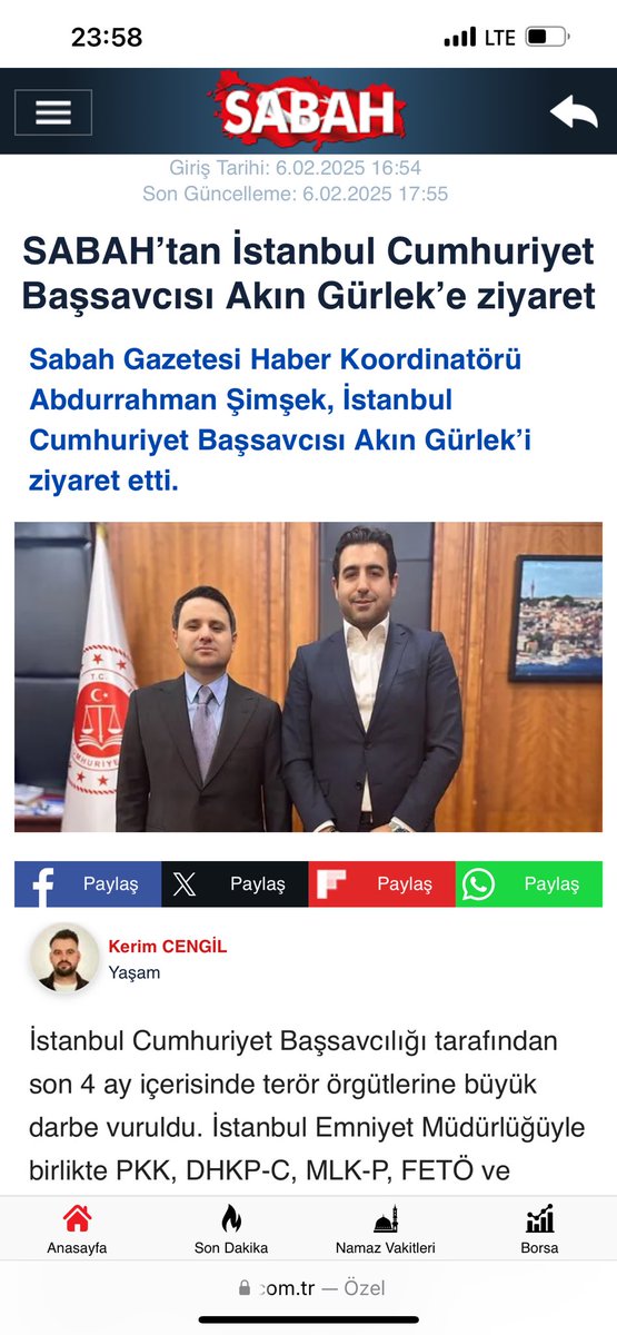 Abdurrahman efendi, bu haberi senin gazeten Sabah yapmadı mı?