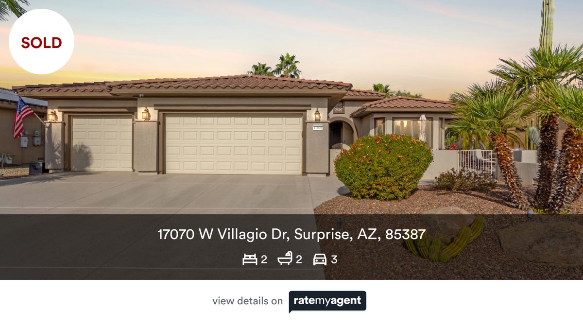 🛌 2 🛀 2 🚘 3
📍 17070 W Villagio Dr, Surprise, AZ, 85387

My latest sale on #RateMyAgent.

rma.reviews/rmwn34l55avl

...
#ratemyagent #realestate