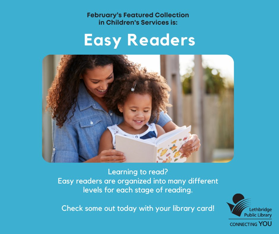 February's Featured Collection in Children's Services is... Easy Readers!
Learning to read?
Easy readers are organized into many different levels for each stage of reading.

Check some out today with your library card!

ow.ly/tnKw50UWip4