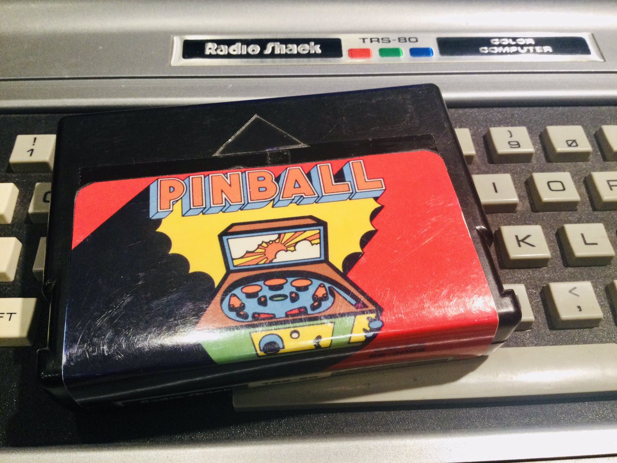 gordoslair's tweet photo. Pinball (1980) For the Tandy Color Computer. You need to use two joysticks at once to play this game. You can also create your own pinball machine and save it to data tape. #Tandy #TandyCoco #TRS80 https://t.co/fD8Cje7NYZ