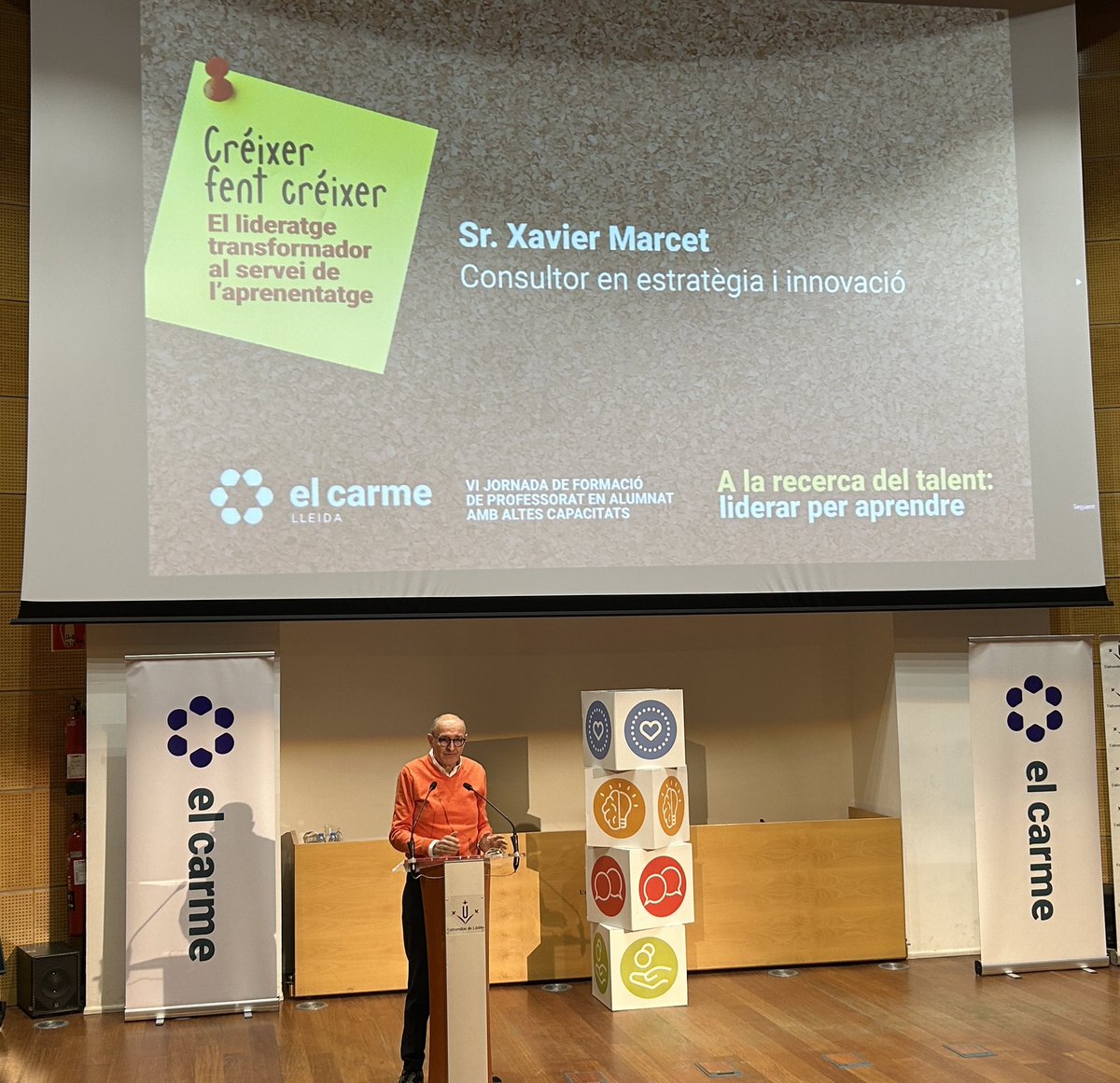 A la recerca del talent: liderar per aprendre <a href="/elcarmelleida/">El Carme Lleida</a> 
Gràcies <a href="/XavierMarcet/">Xavier Marcet</a> per inspirar-nos a passar a un altre nivell “Estem per fer que les coses passin, i que passin amb sentit” “Les empreses han de ser un ecosistema d’aprenentatge i l’estratègia som les persones.”