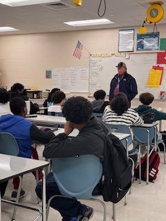 Mr. Thompson from the Farm Bureau spoke to students about life as a farmer. He spoke about his career, how weather plays a role in farming, &amp; how technology has revolutionized the farming industry. This bridged a gap between what we are learning and the "real" world of farming.
