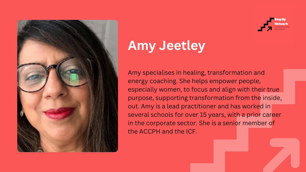 Step Up Network CIC (@stepupnet_ed) on Twitter photo Our final speaker reveal for our Midlands Leadership Day is <a href="/amyjeetley/">Amy Jeetley</a> sharing her knowledge and experience from her side hustle as a transformational energy coach.
Get your tickets to join us in a week's time in Wolverhampton!
eventbrite.co.uk/e/step-up-midl… Our final speaker reveal for our Midlands Leadership Day is <a href="/amyjeetley/">Amy Jeetley</a> sharing her knowledge and experience from her side hustle as a transformational energy coach.
Get your tickets to join us in a week's time in Wolverhampton!
eventbrite.co.uk/e/step-up-midl…