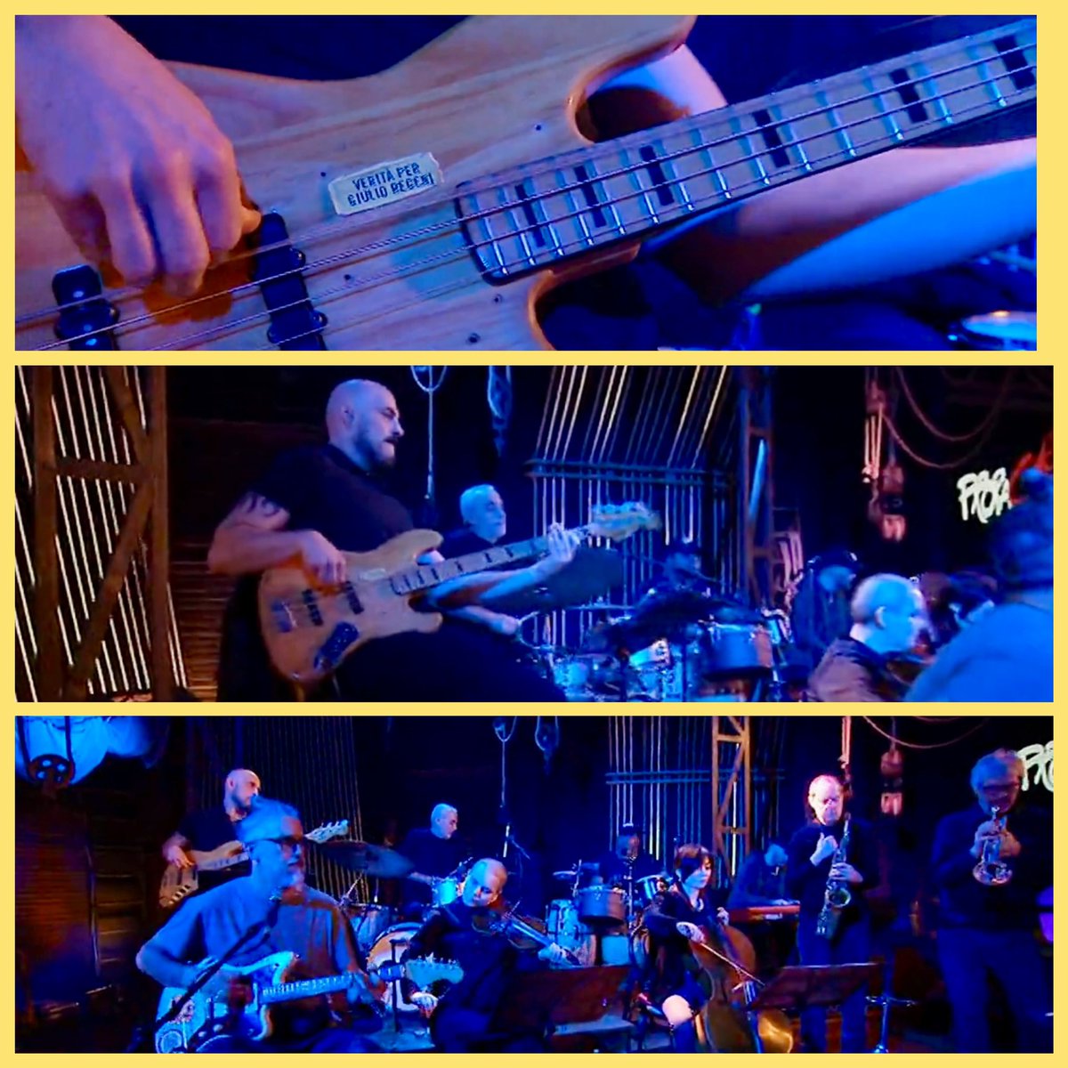 Venerdì 7 febbraio <a href="/welikeduel/">Propaganda Live</a> 
La telecamera cerca il basso di Gabriele Lazzarotti!! grazie 💛 #propagandalive #propagandaorchestra #lazzarotti
#Regeni #veritaperGiulioRegeni

<a href="/lazzarolazz/">Gabriele Lazzarotti</a>  <a href="/zdizoro/">Diego Bianchi</a> <a href="/makkox/">makkox</a>