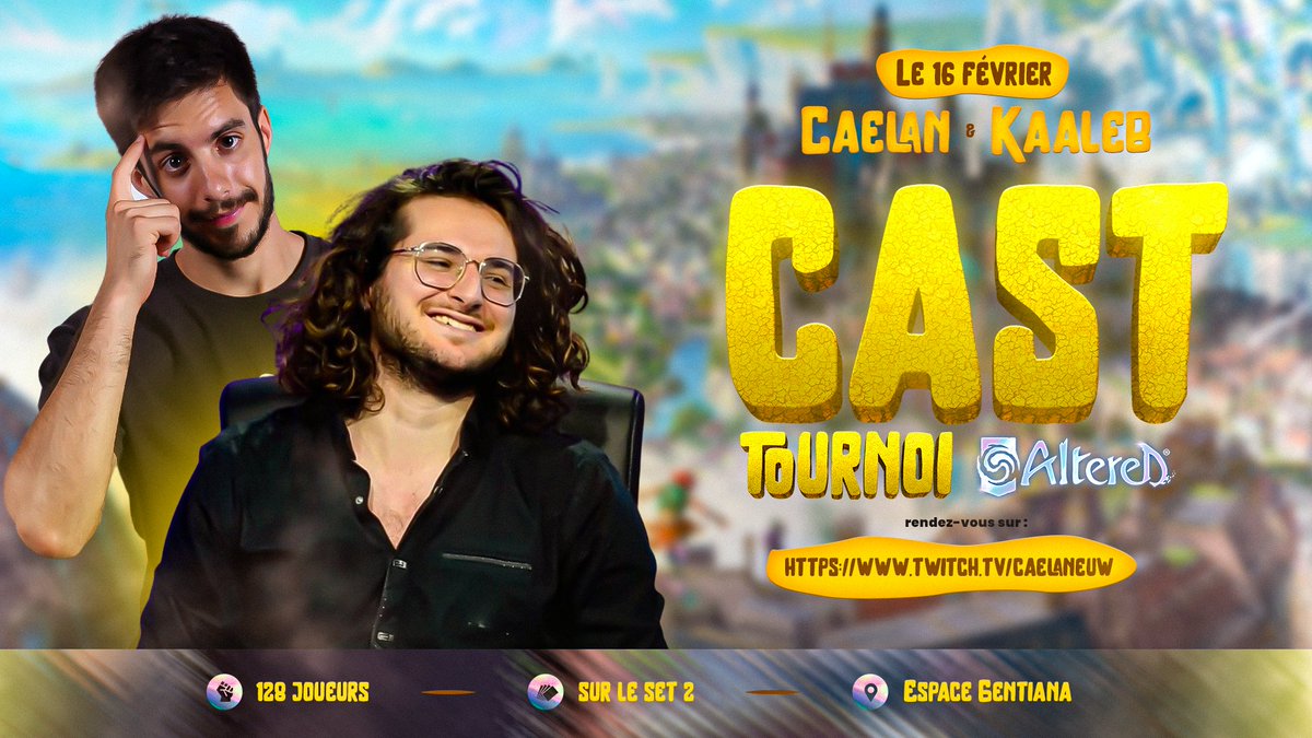 Petite annonce sympa pour les fans d'Altered ! On va diffuser un tournoi 128 joueurs de Tours organisé par Sortilèges dimanche prochain et <a href="/Kaaleb_FR/">Kaaleb</a> sera présent sur place pour assurer une majorité du cast sur ma chaîne ça va être incroyable ! <a href="/Altered_TCG/">Altered TCG</a>