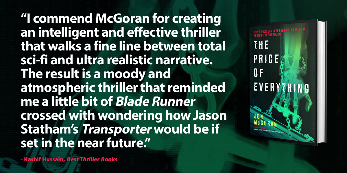 THE PRICE OF EVERYTHING by Jon McGoran (pub. by <a href="/Solarisbooks/">Solaris Books</a> 4/8/25)

Read a review by <a href="/kashif1307/">Kashif Hussain</a>: bestthrillerbooks.com/kashif-hussain…