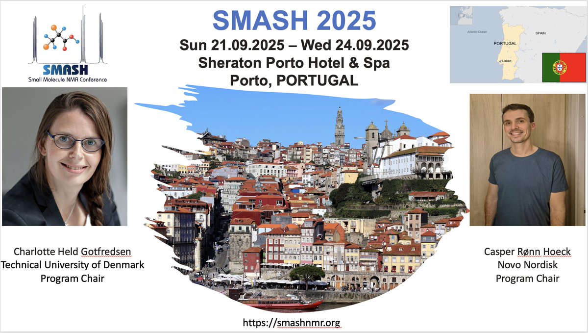 🚀 Don’t miss SMASH 2025—the premier conference in the world of NMR of SMALL MOLECULES!
🔬 This year, we are thrilled to introduce our Program Chairs, Charlotte Held Gotfredsen and Casper Rønn Hoeck. 

smashnmr.org