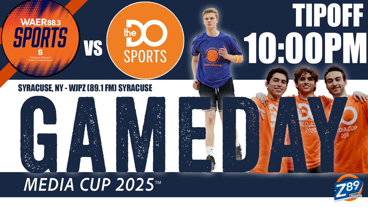 Z89 Sports (@z89sports) on Twitter photo Radio vs. Print, Mic vs. Pen, Ostrom vs. Euclid
The. Media. Cup.
🏀<a href="/WAERSports/">WAER Sports</a> vs. <a href="/DOsports/">Daily Orange Sports</a>
🎙️<a href="/A_Cohen6/">Adam Cohen</a>, @PelliottSports, & <a href="/jonahsoos24/">Jonah Soos</a>
⏰10:00 PM
📍JMA Wireless Dome
📻89.1 FM
💻Z89online.com Radio vs. Print, Mic vs. Pen, Ostrom vs. Euclid
The. Media. Cup.
🏀<a href="/WAERSports/">WAER Sports</a> vs. <a href="/DOsports/">Daily Orange Sports</a>
🎙️<a href="/A_Cohen6/">Adam Cohen</a>, @PelliottSports, & <a href="/jonahsoos24/">Jonah Soos</a>
⏰10:00 PM
📍JMA Wireless Dome
📻89.1 FM
💻Z89online.com