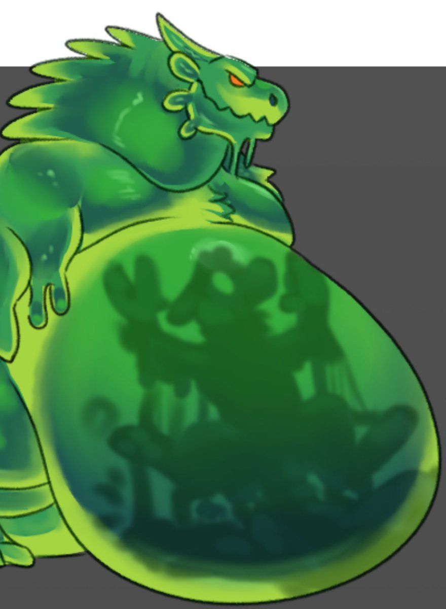 lavandark's tweet photo. The best part about being a big fat goo monster?~

I’m a biiiig show off~ Even when I have you stuck in my gooey gut as I wobble through the city I’m going to show off your helpless form to all the city goers. I’m going to brag about how easy of a meal you were to catch~ Mine~💚 https://t.co/sfTjvCGox0